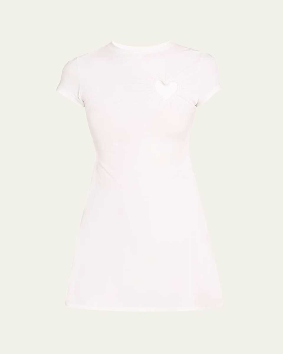 Cotton Jersey Cutout Heart Mini Dress